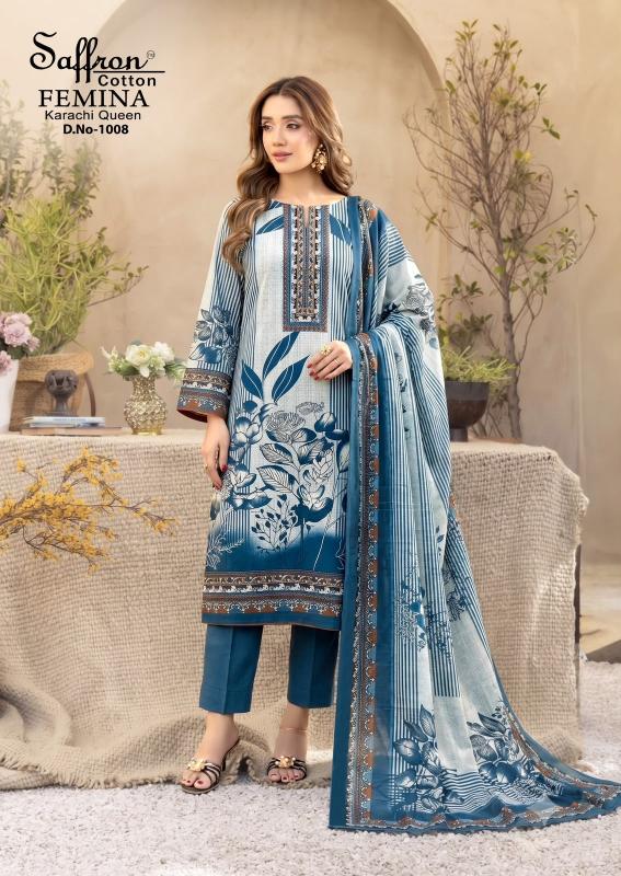Saffron femina karachi queen vol 1 cotton dress materials wholesalers